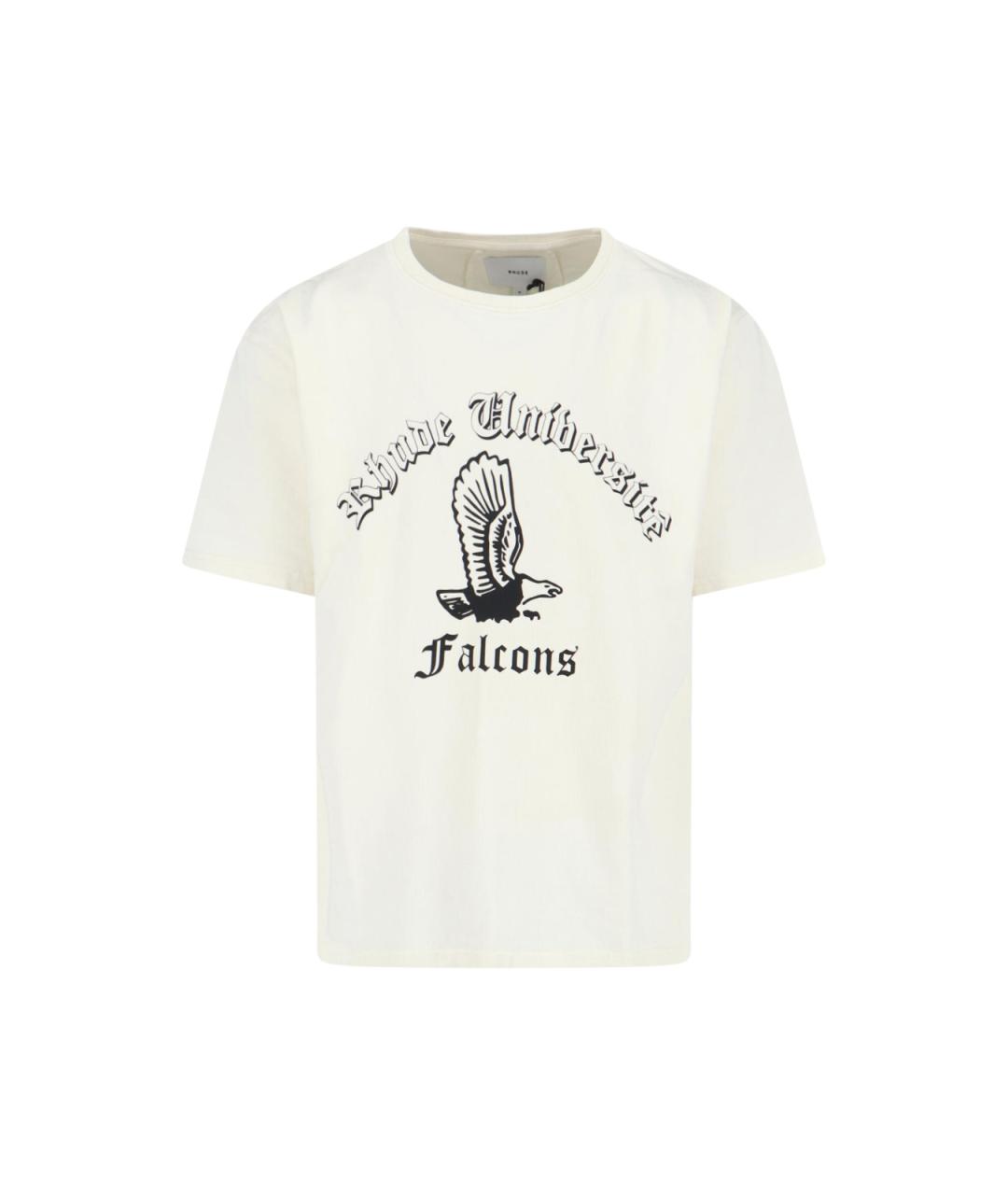 RHUDE Белая хлопковая футболка, фото 1