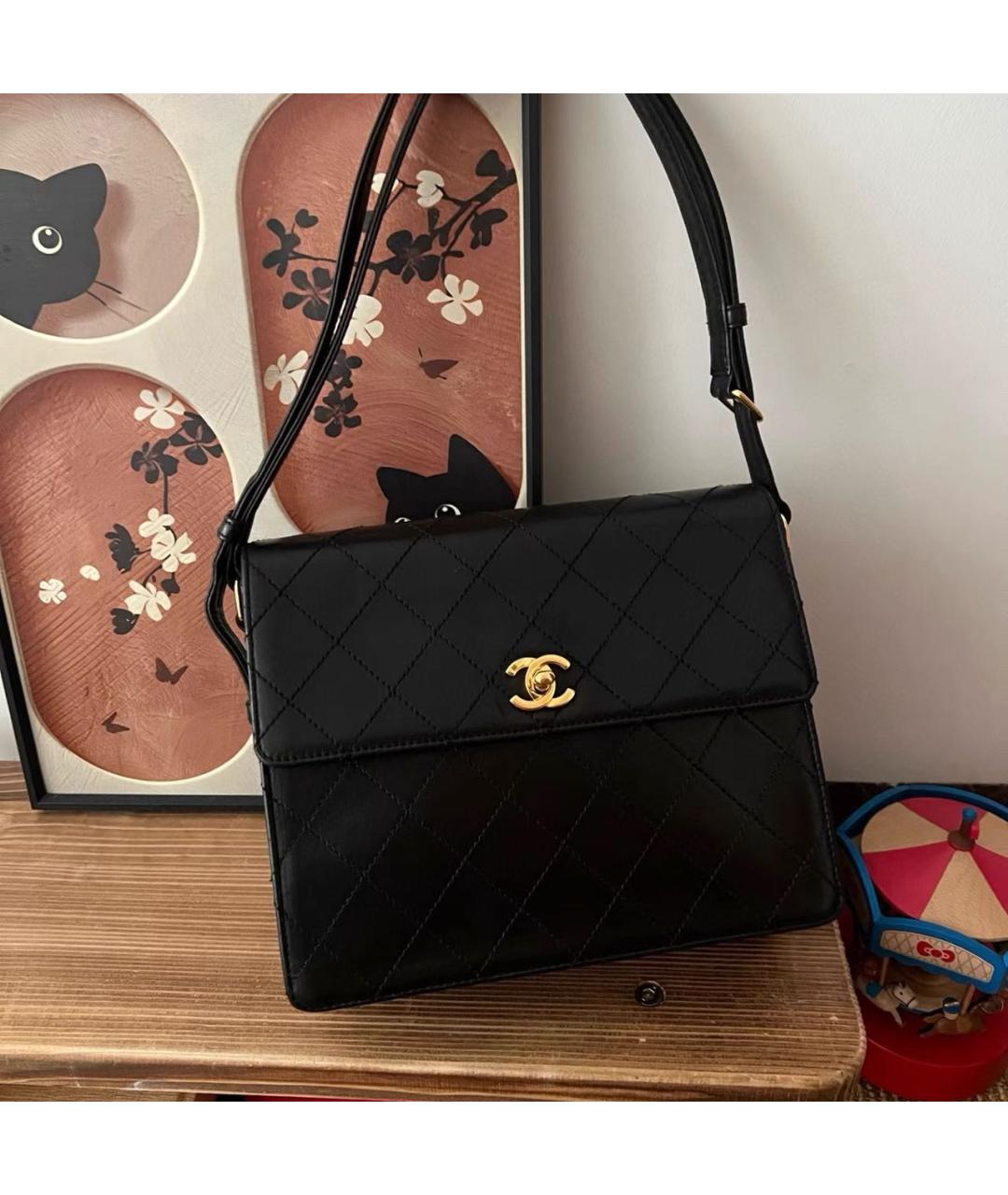 CHANEL Черная кожаная сумка через плечо, фото 8