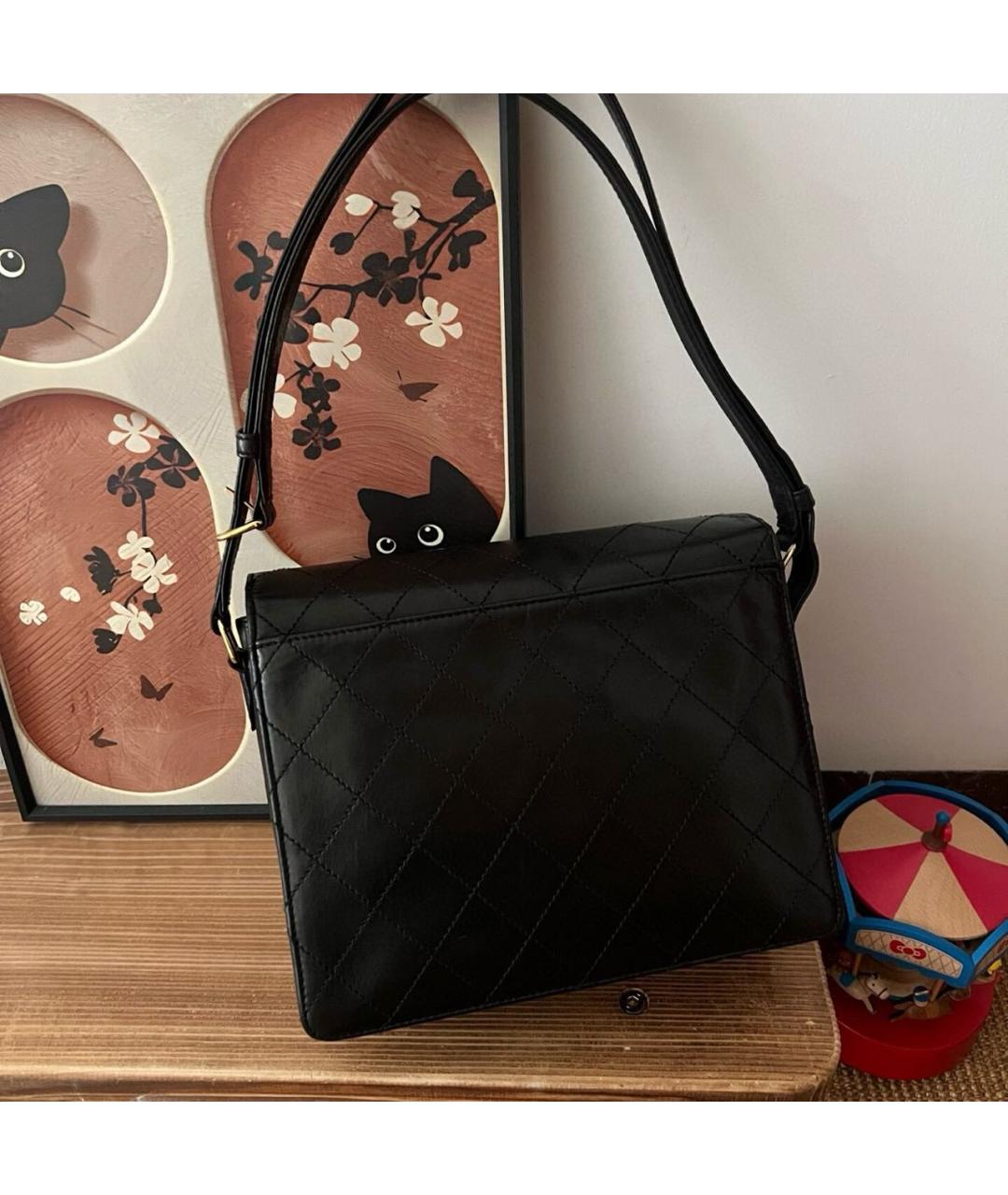 CHANEL Черная кожаная сумка через плечо, фото 5