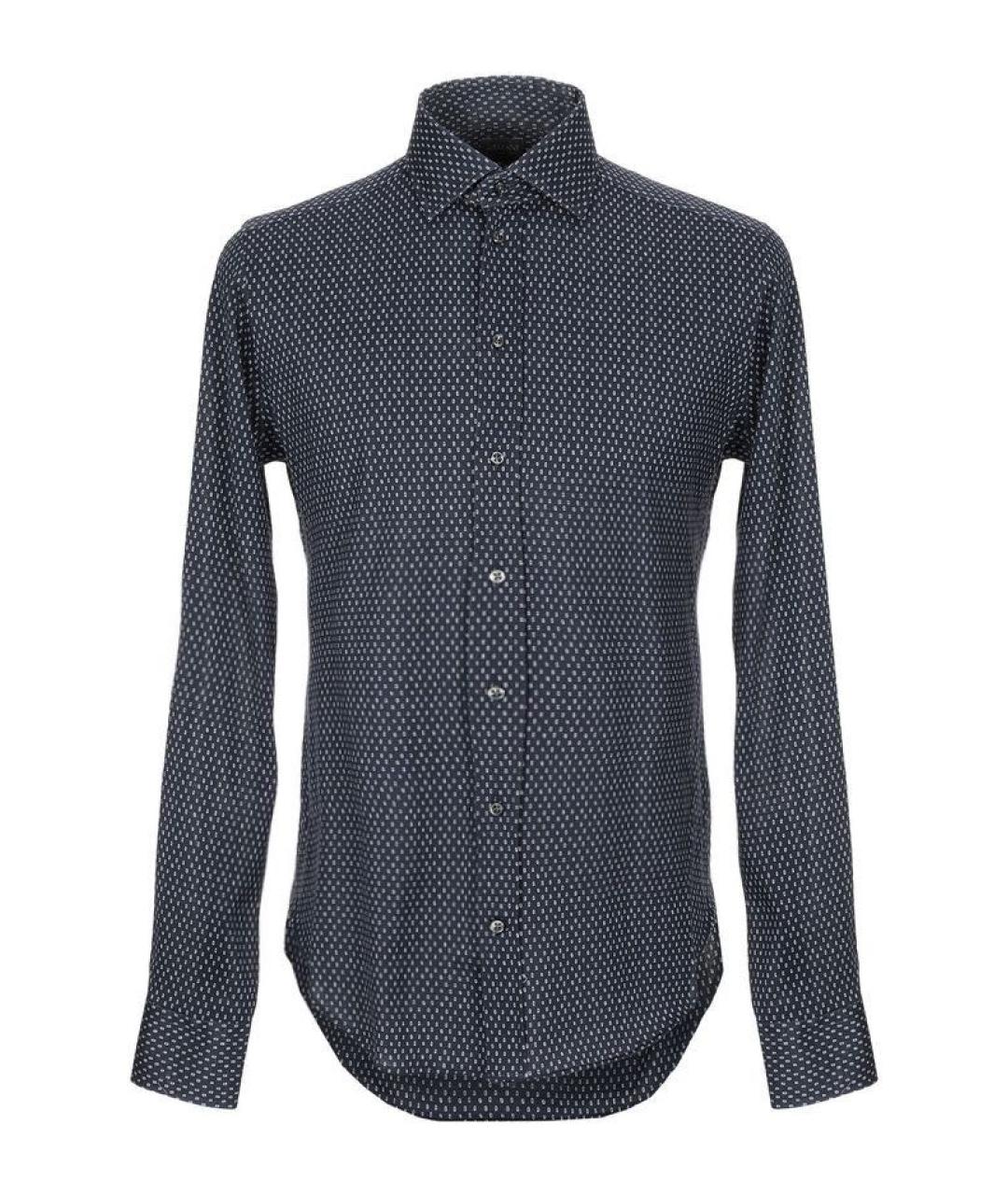 ARMANI COLLEZIONI Темно-синяя хлопковая классическая рубашка, фото 1