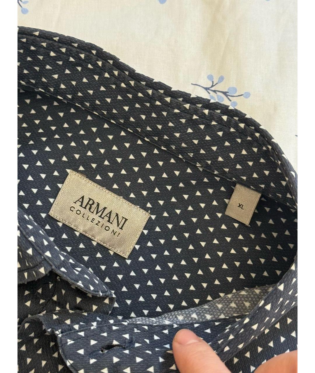 ARMANI COLLEZIONI Темно-синяя хлопковая классическая рубашка, фото 3