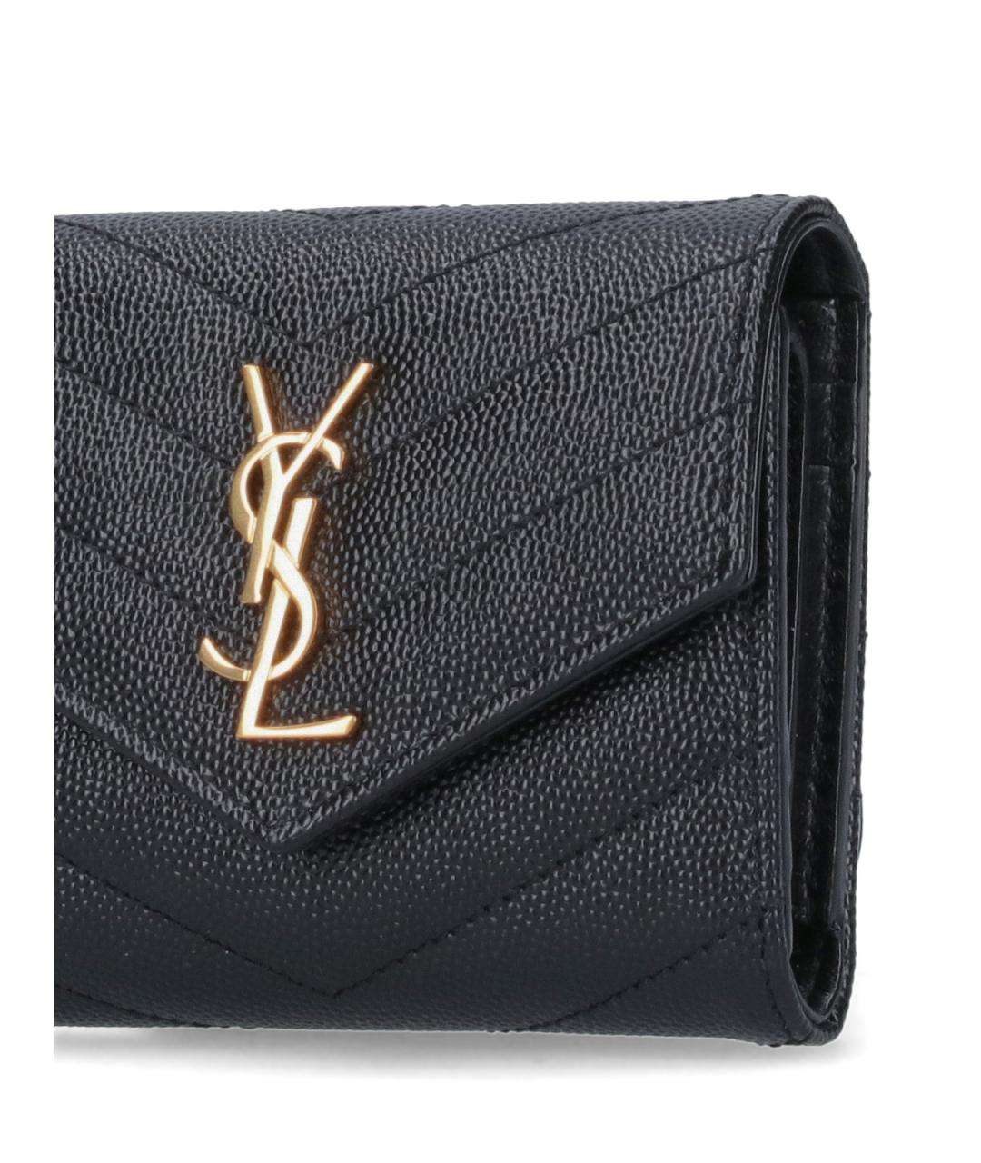 SAINT LAURENT Черный кожаный кошелек, фото 5