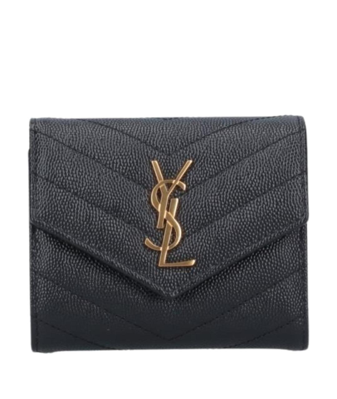 SAINT LAURENT Черный кожаный кошелек, фото 1