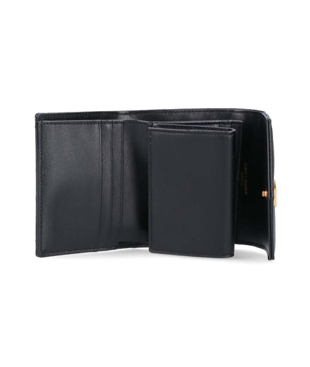 SAINT LAURENT Черный кожаный кошелек, фото 2