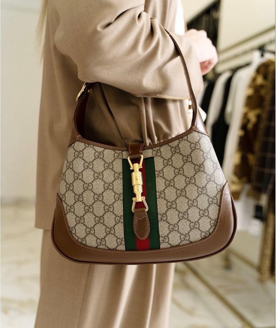 GUCCI Коричневая кожаная сумка через плечо, фото 4