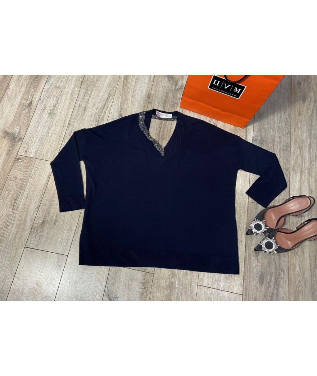 MAX MARA Синий шерстяной джемпер / свитер, фото 4