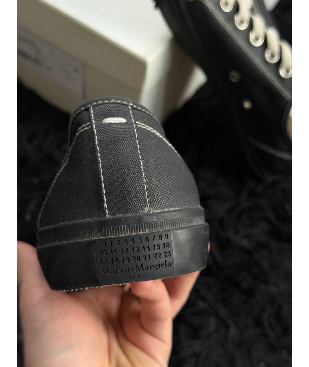 MAISON MARGIELA Черные текстильные низкие кроссовки / кеды, фото 2