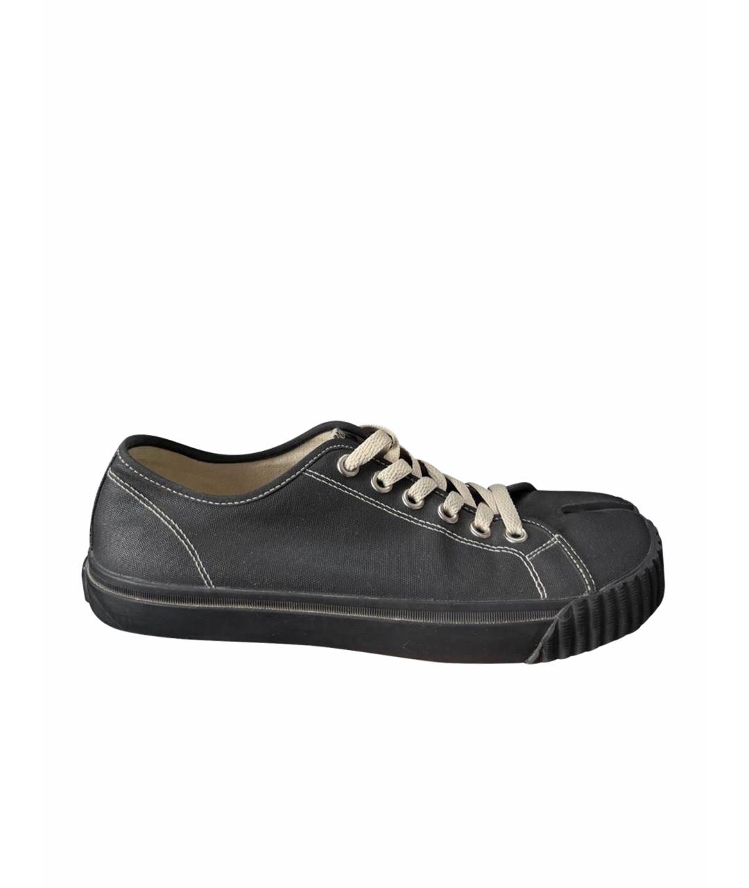 MAISON MARGIELA Черные текстильные низкие кроссовки / кеды, фото 1