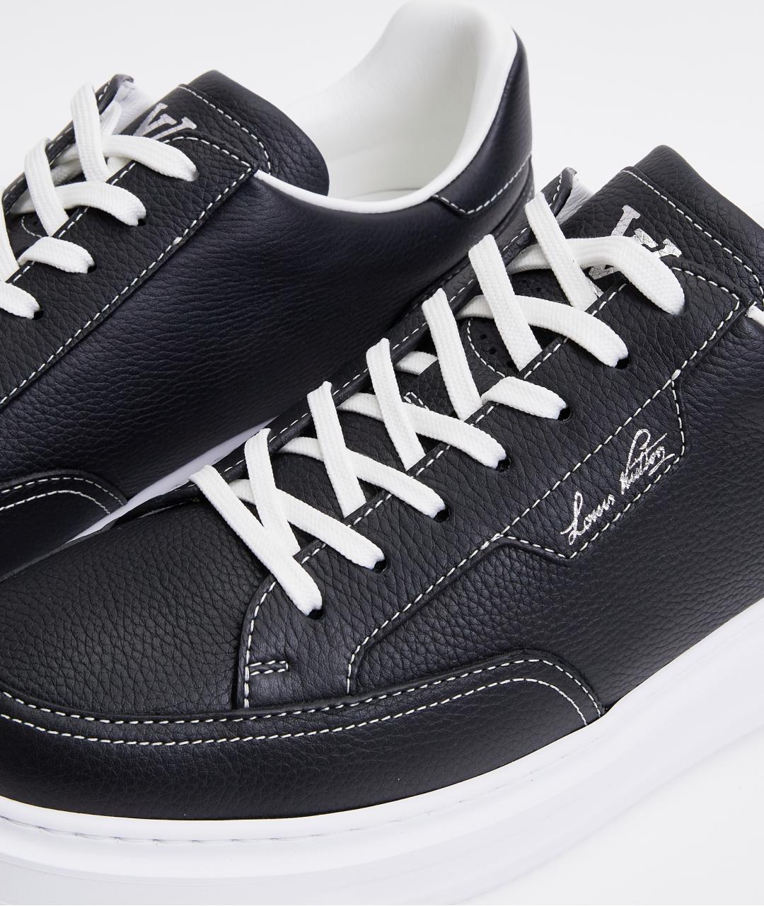LOUIS VUITTON Черные кожаные низкие кроссовки / кеды, фото 4
