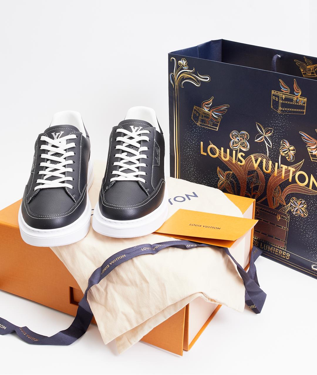 LOUIS VUITTON Черные кожаные низкие кроссовки / кеды, фото 8