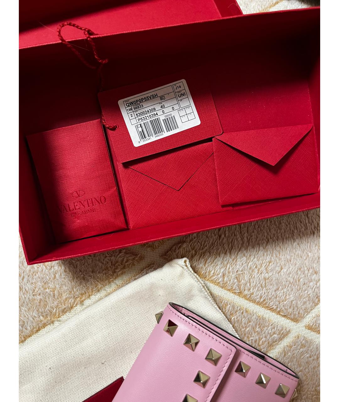 VALENTINO Розовый кожаный кошелек, фото 3