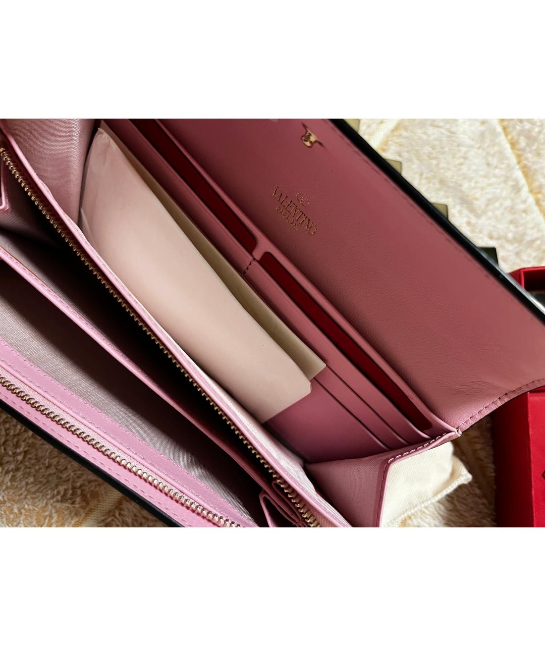 VALENTINO Розовый кожаный кошелек, фото 4