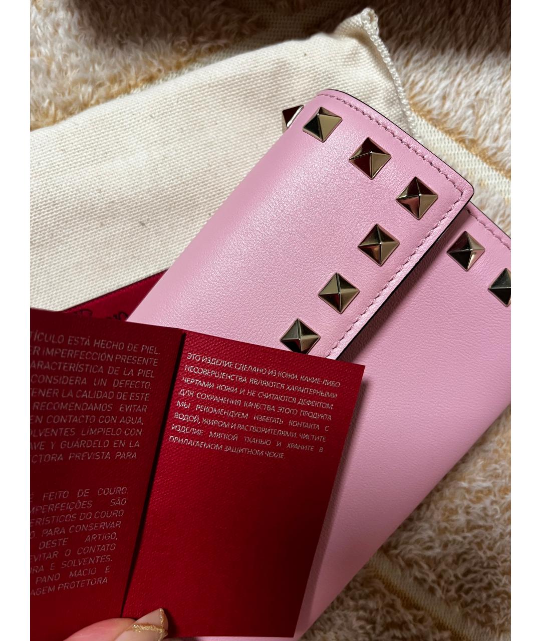 VALENTINO Розовый кожаный кошелек, фото 5