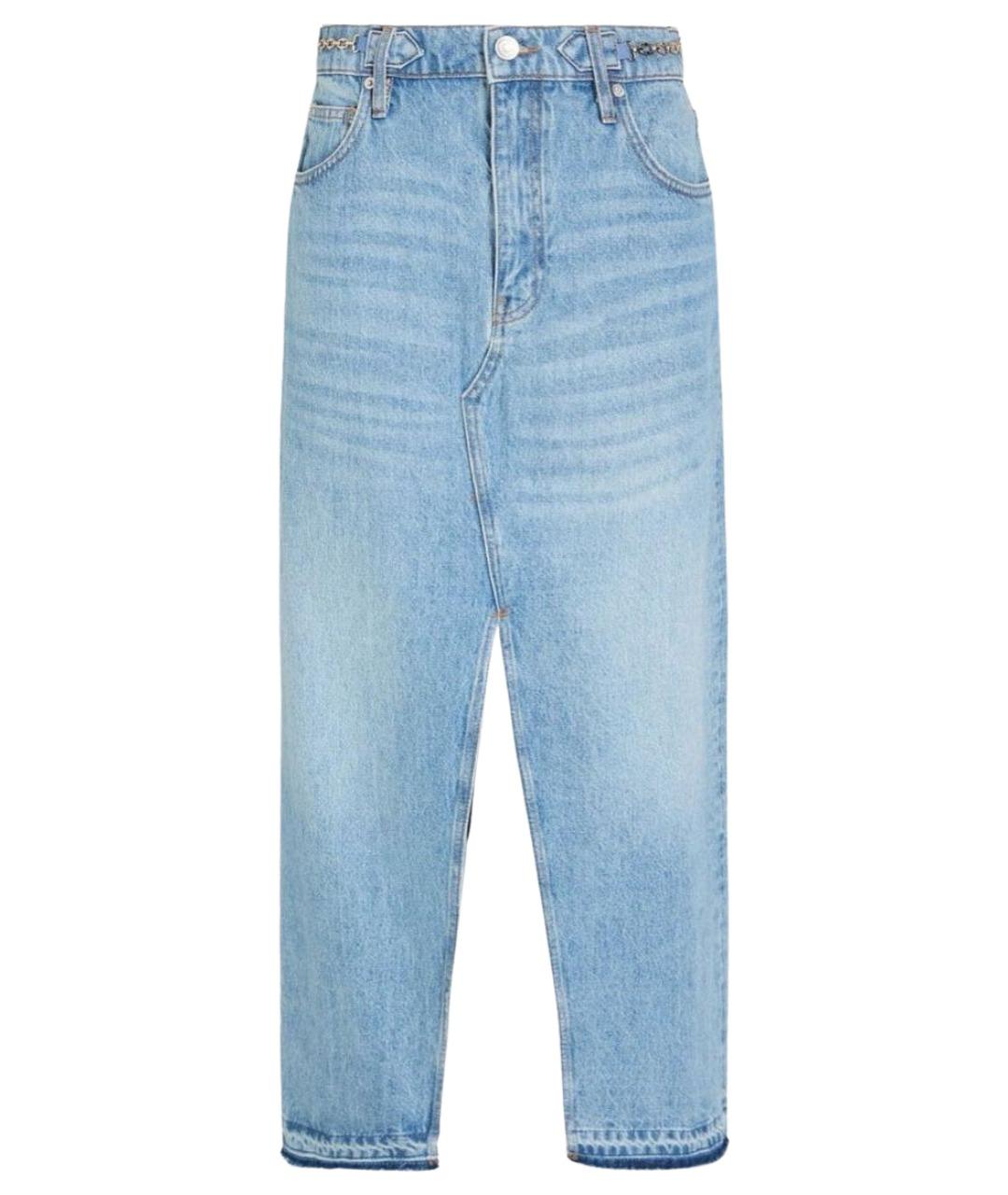 MAJE Голубая хлопковая юбка миди, фото 1