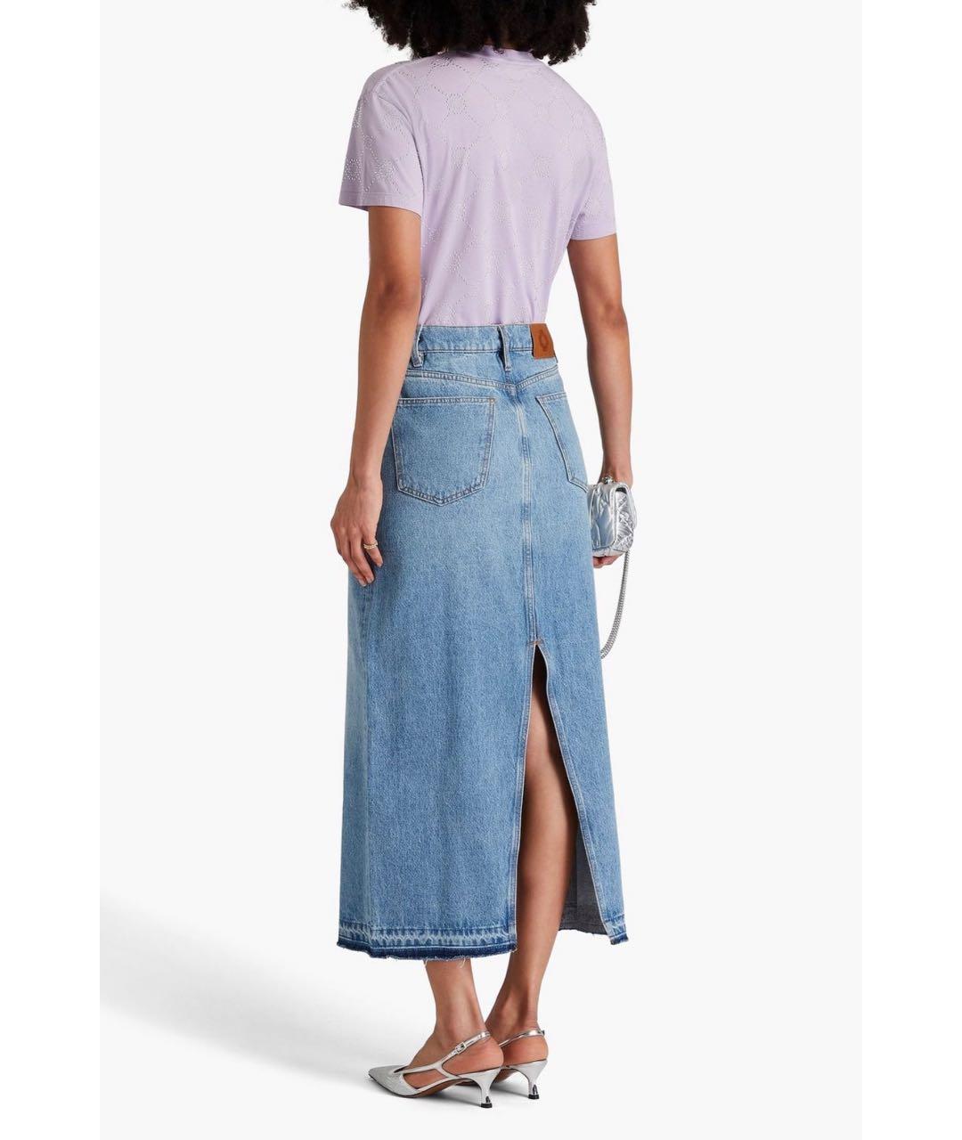 MAJE Голубая хлопковая юбка миди, фото 7