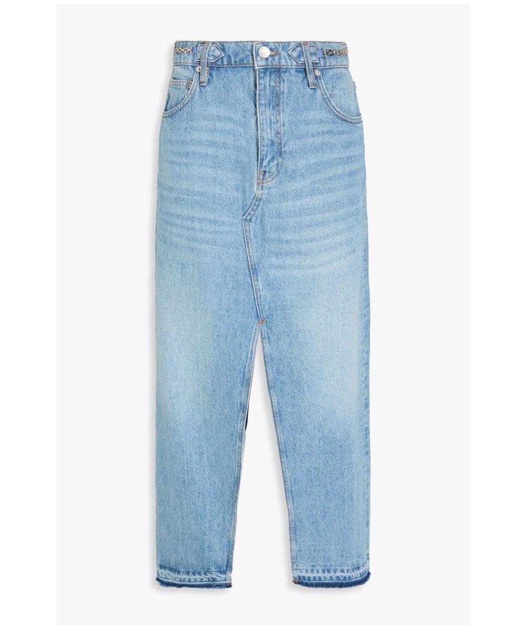 MAJE Голубая хлопковая юбка миди, фото 9