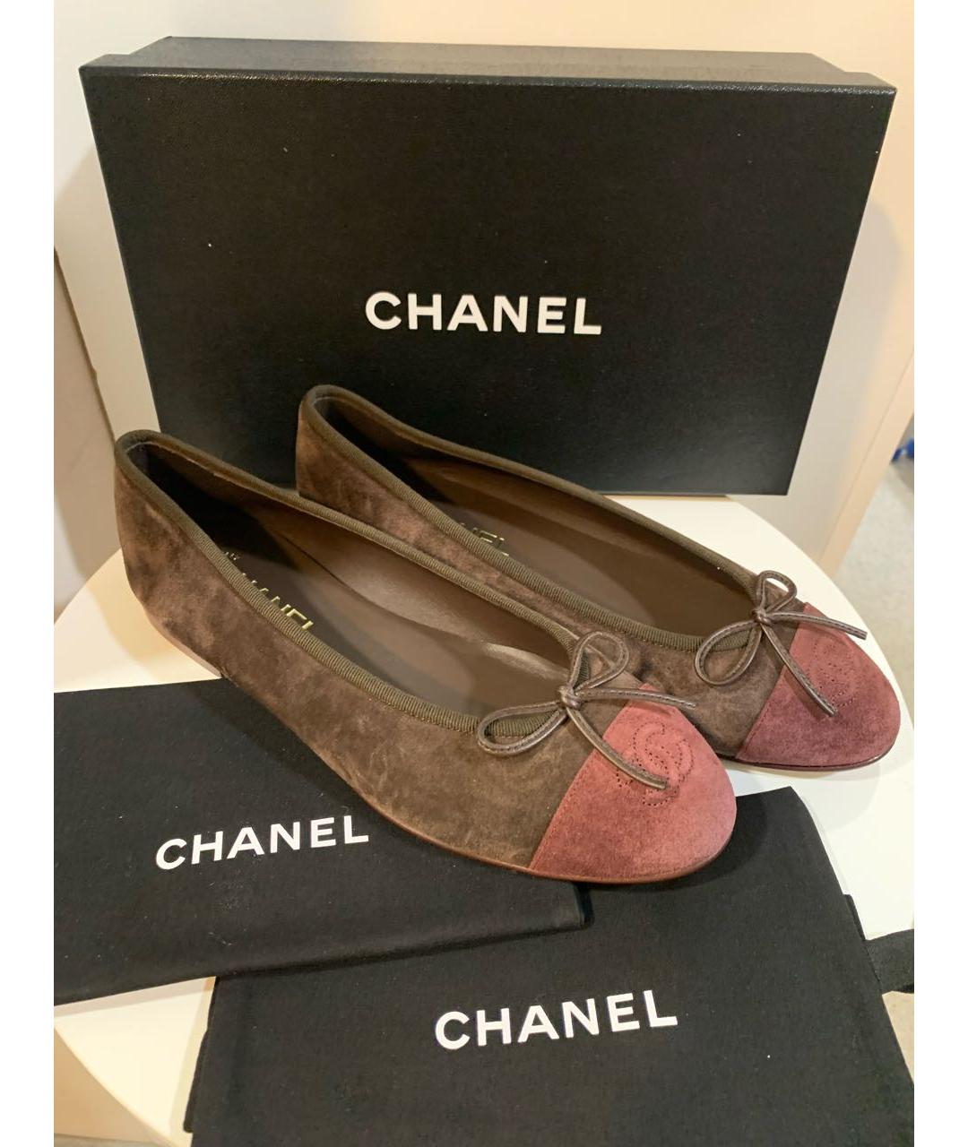 CHANEL Бордовые замшевые балетки, фото 5