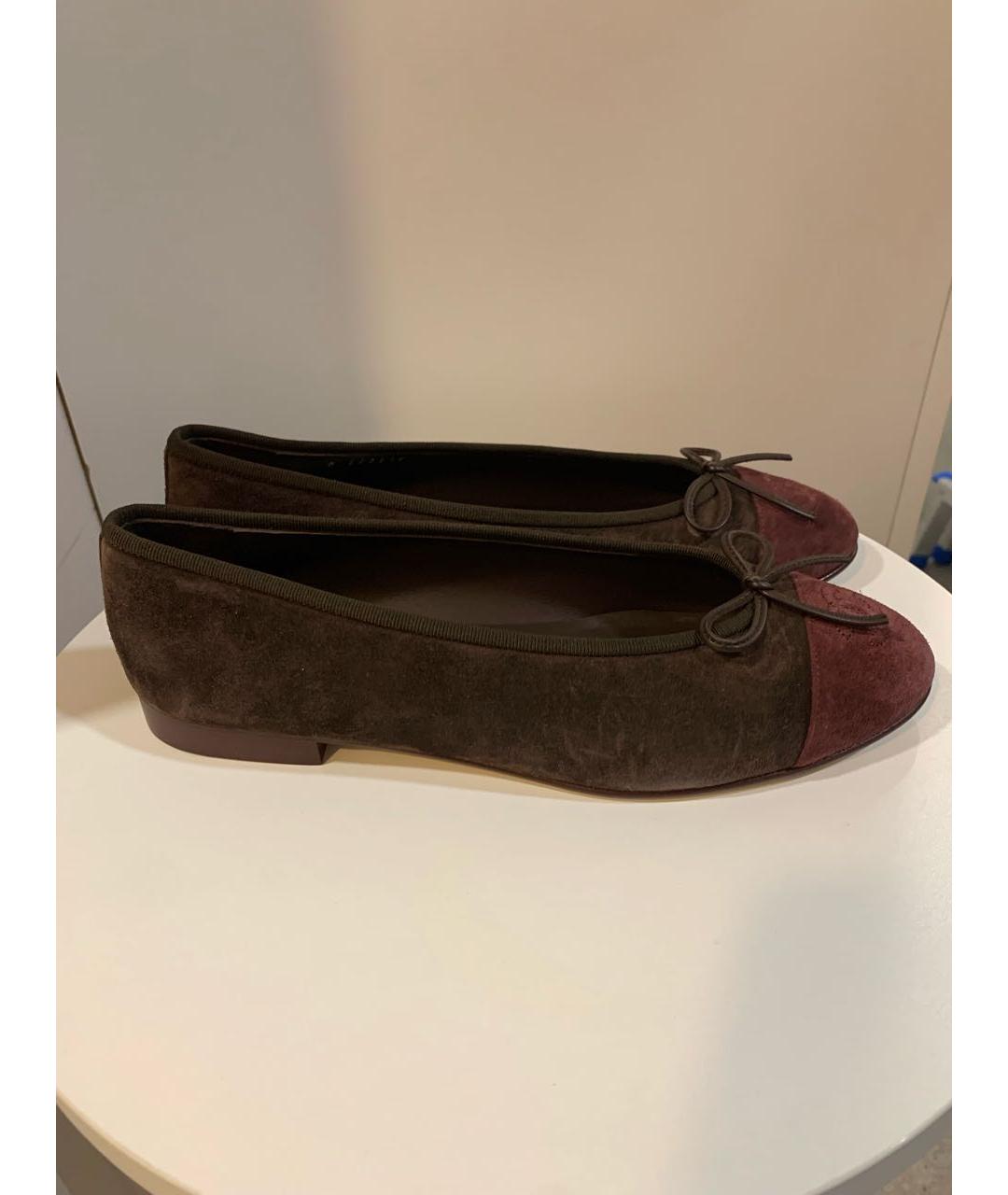 CHANEL Бордовые замшевые балетки, фото 7
