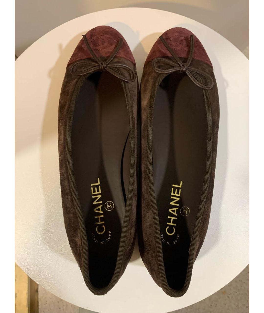 CHANEL Бордовые замшевые балетки, фото 3
