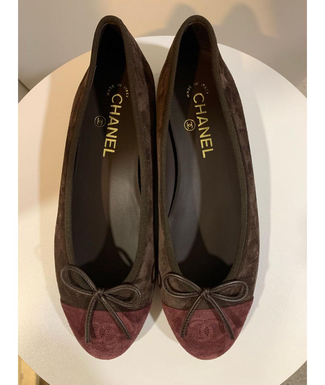 CHANEL Бордовые замшевые балетки, фото 2