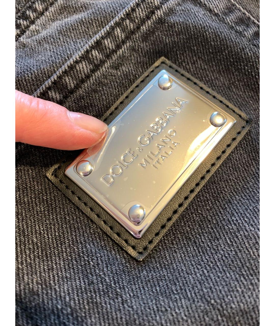 DOLCE&GABBANA Серые хлопковые джинсы слим, фото 5