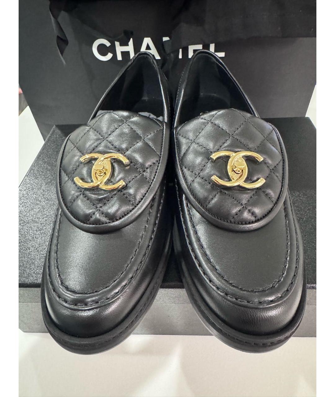 CHANEL Черные кожаные лоферы, фото 3