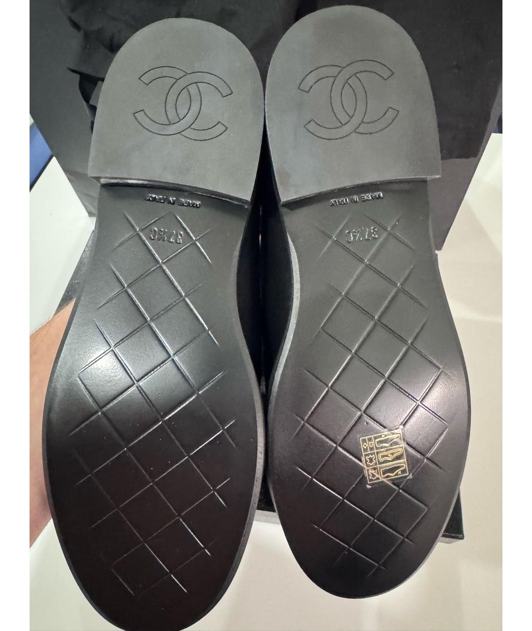 CHANEL Черные кожаные лоферы, фото 2