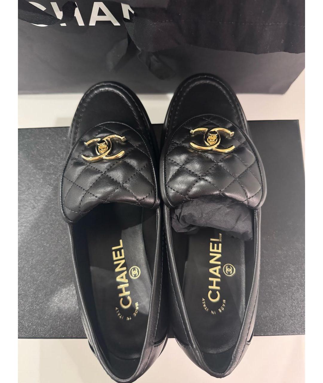 CHANEL Черные кожаные лоферы, фото 4