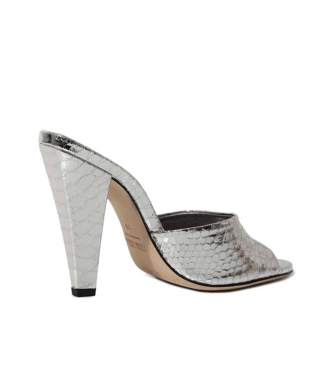 PARIS TEXAS Серебряные кожаные мюли, фото 3
