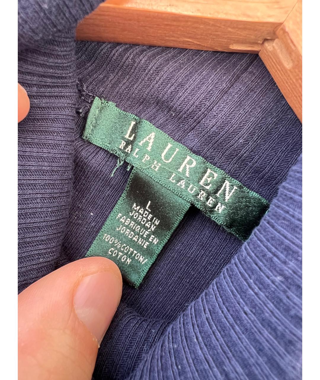 RALPH LAUREN Темно-синяя хлопковая водолазка, фото 2