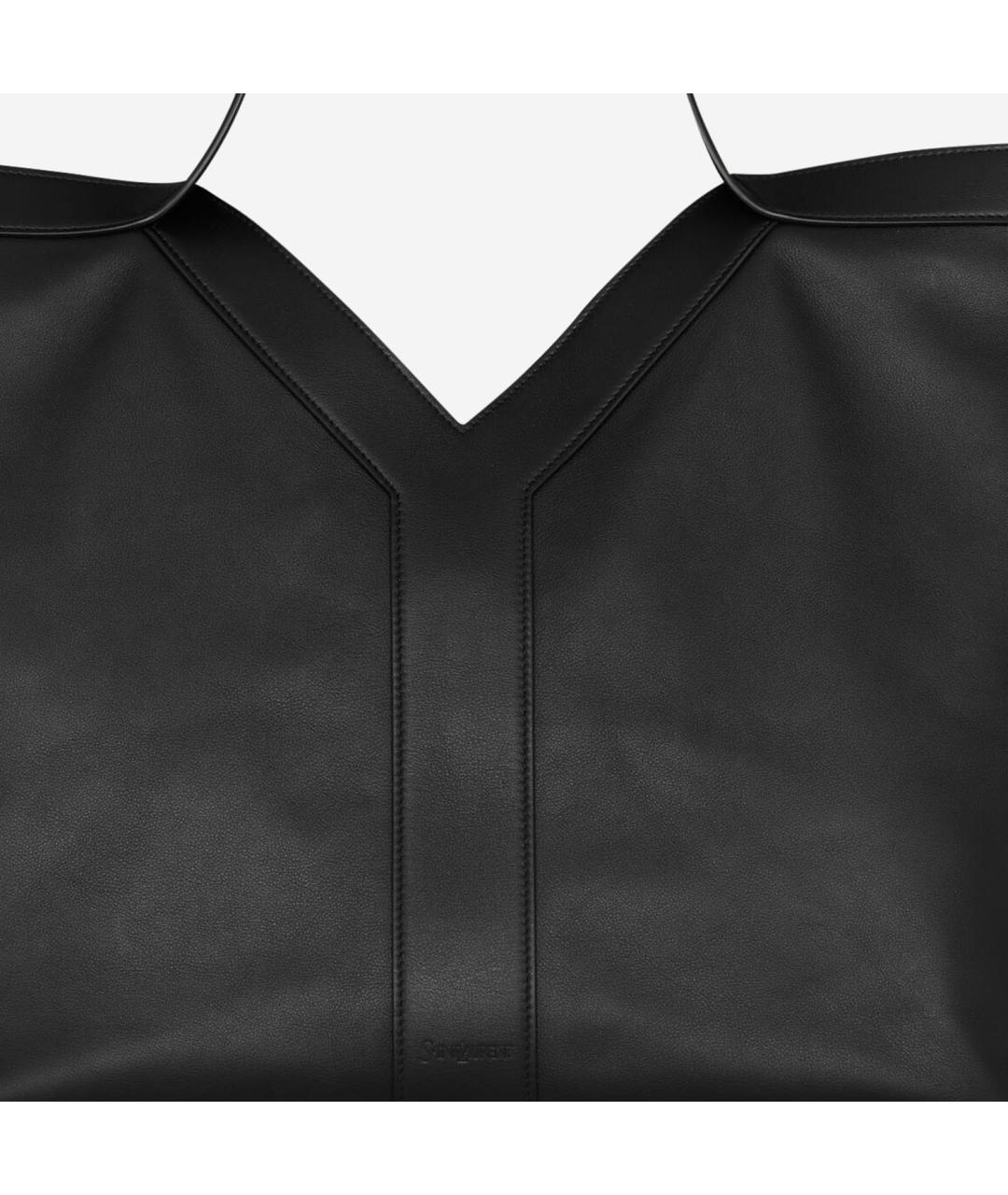 SAINT LAURENT Черная кожаная сумка тоут, фото 4
