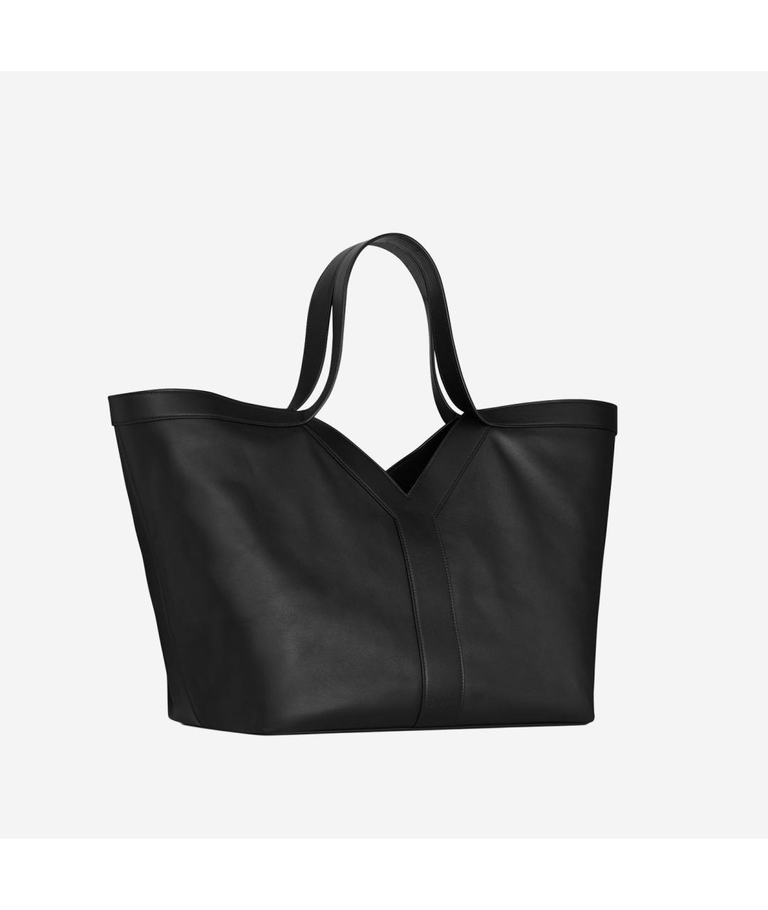 SAINT LAURENT Черная кожаная сумка тоут, фото 2