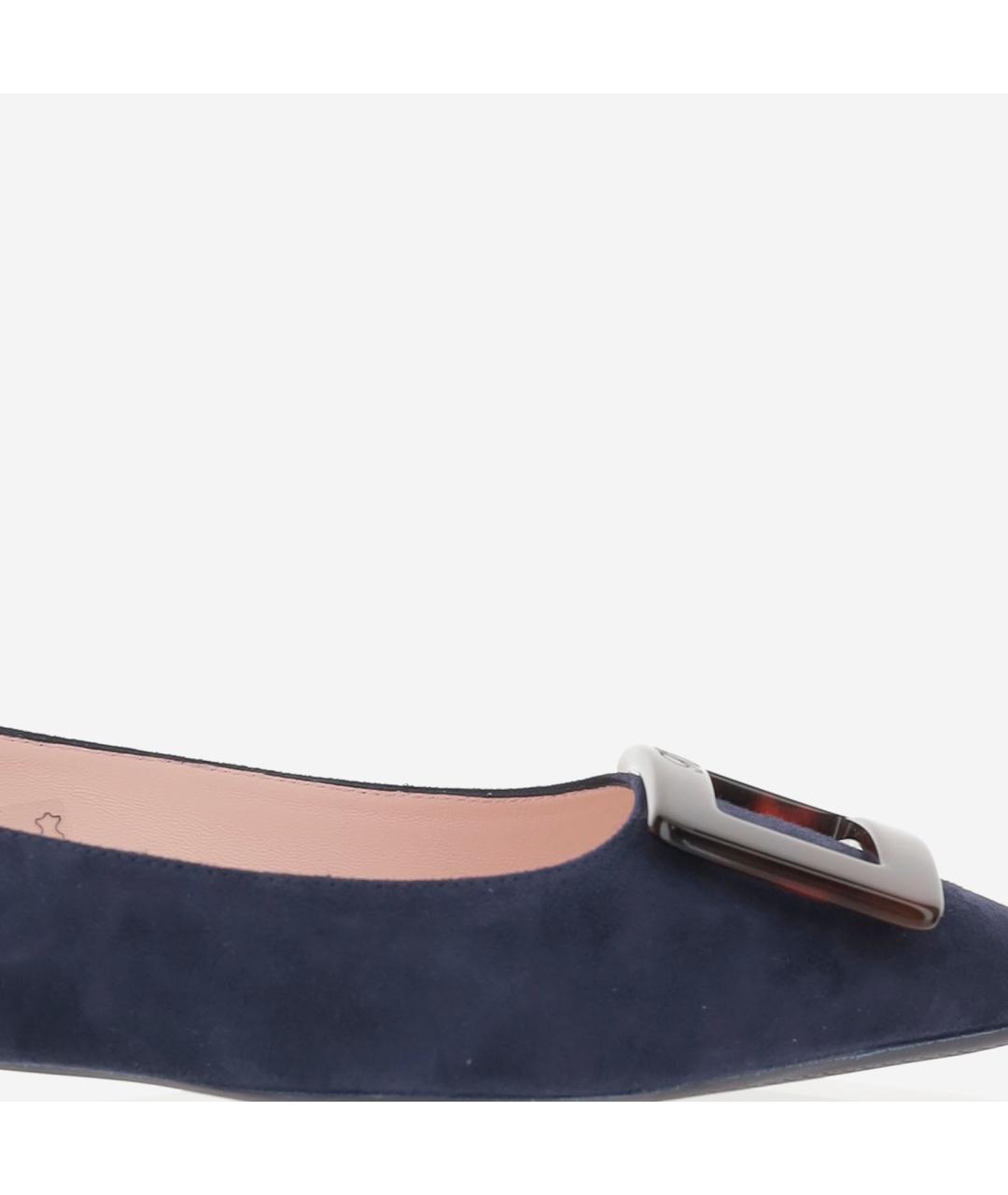 ROGER VIVIER Темно-синие кожаные балетки, фото 4