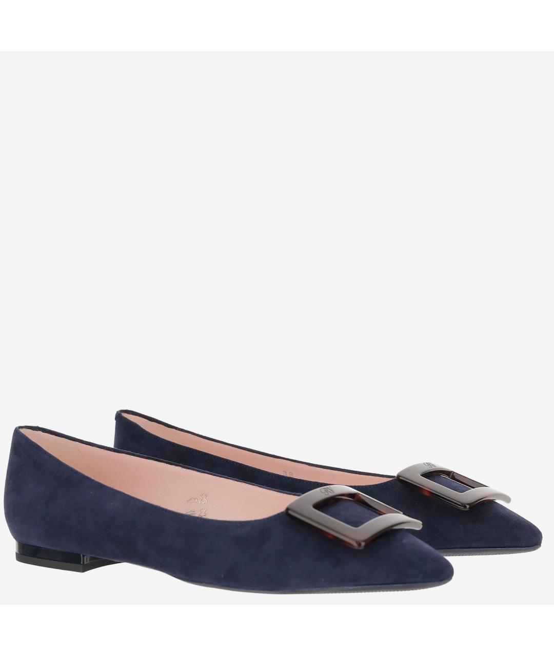 ROGER VIVIER Темно-синие кожаные балетки, фото 2