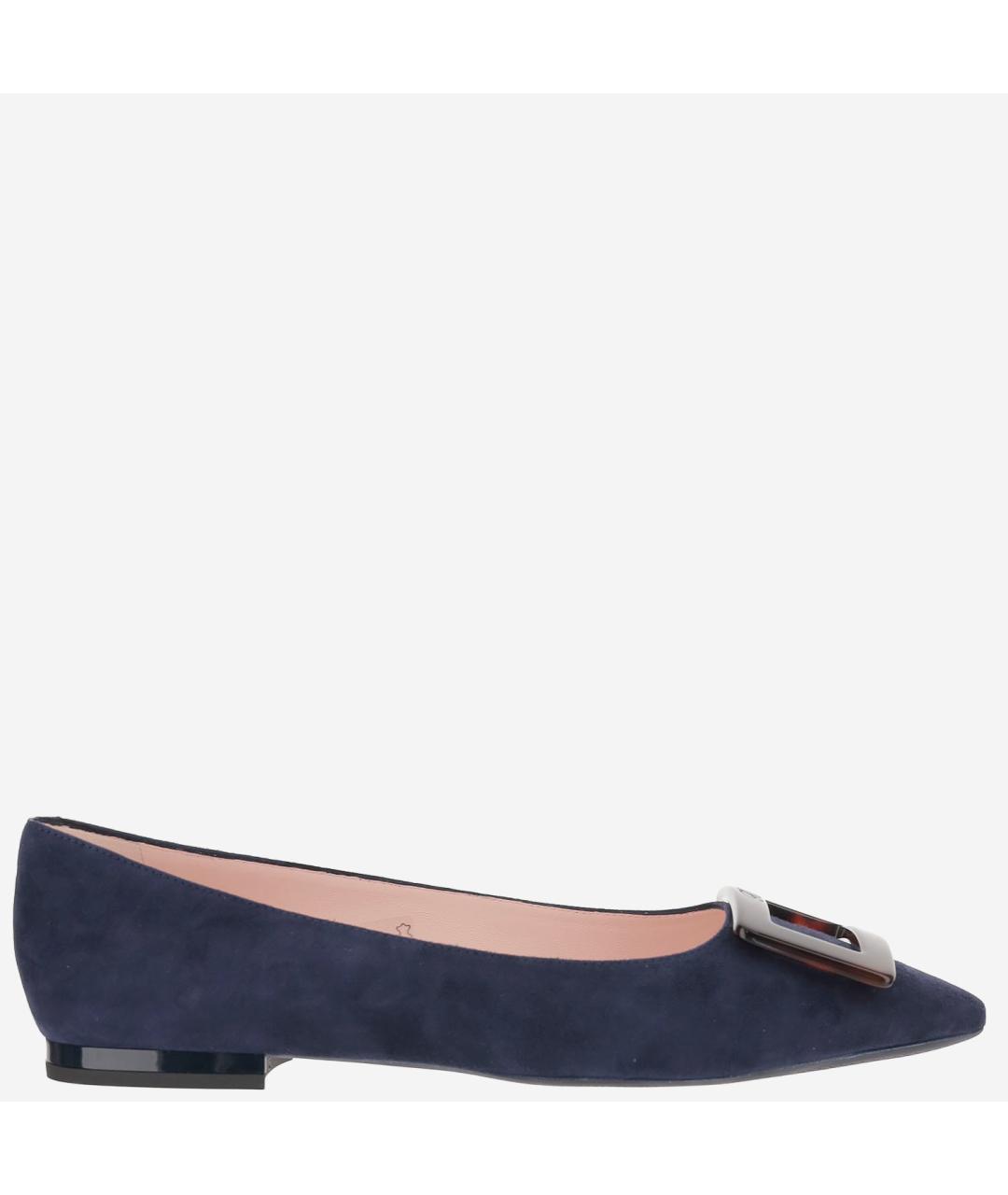 ROGER VIVIER Темно-синие кожаные балетки, фото 5