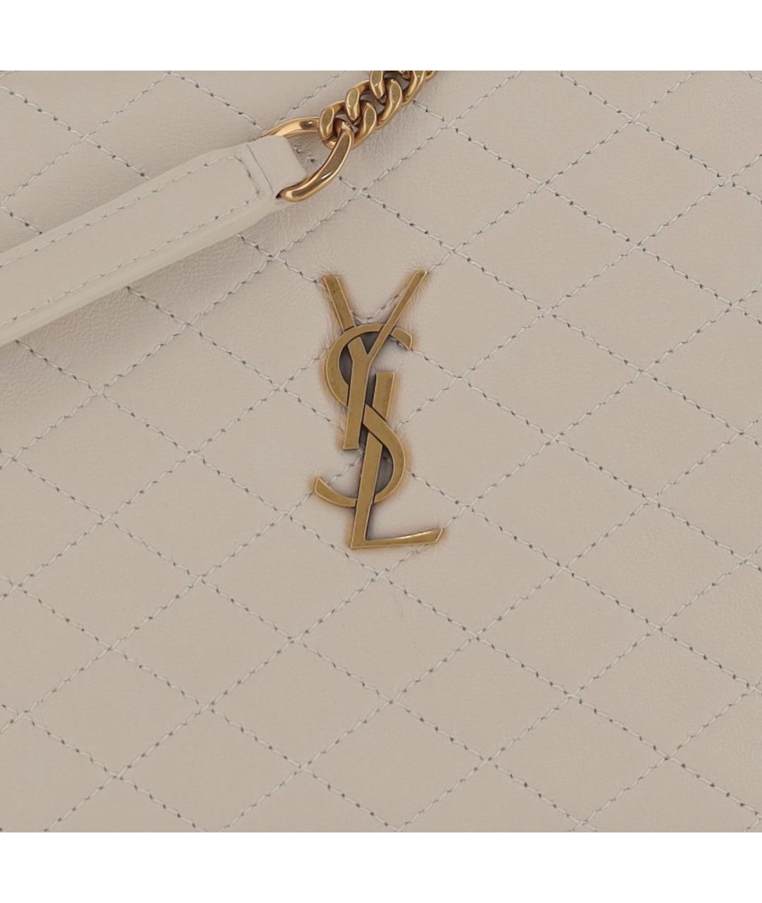 SAINT LAURENT Белая кожаная сумка через плечо, фото 4