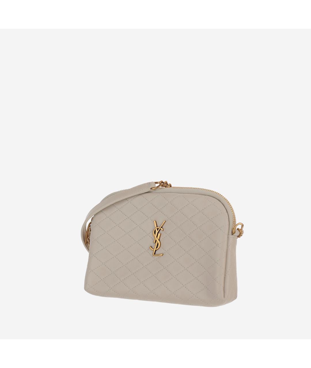 SAINT LAURENT Белая кожаная сумка через плечо, фото 2