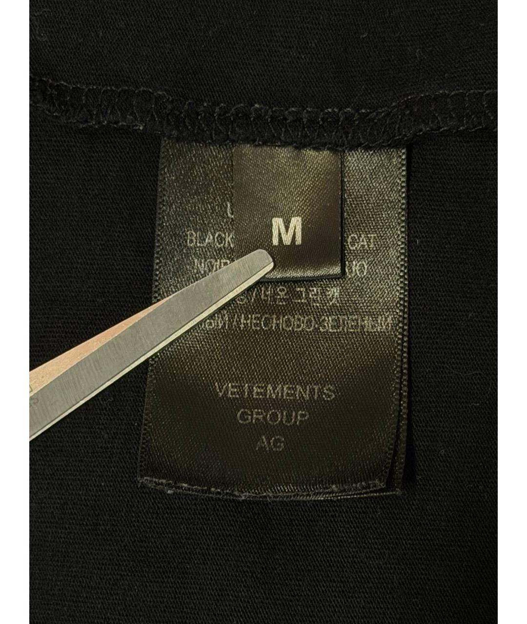 VETEMENTS Черная хлопковая футболка, фото 7