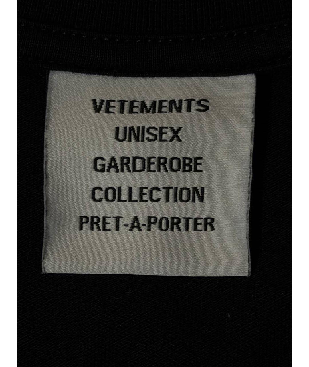 VETEMENTS Черная хлопковая футболка, фото 6