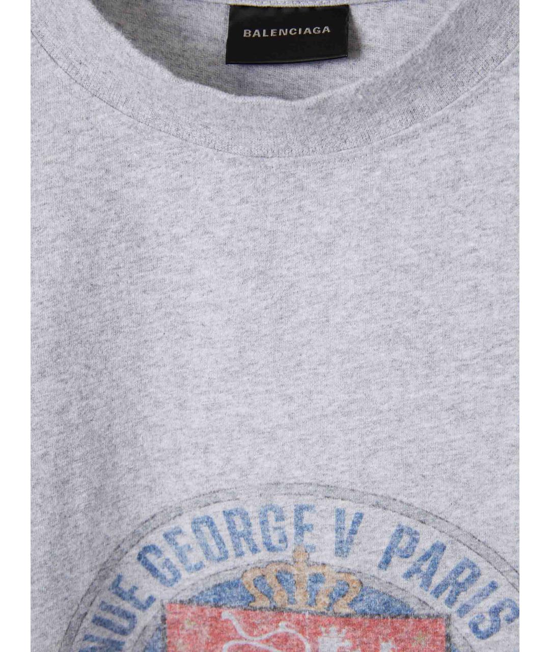 BALENCIAGA Серая хлопковая футболка, фото 3