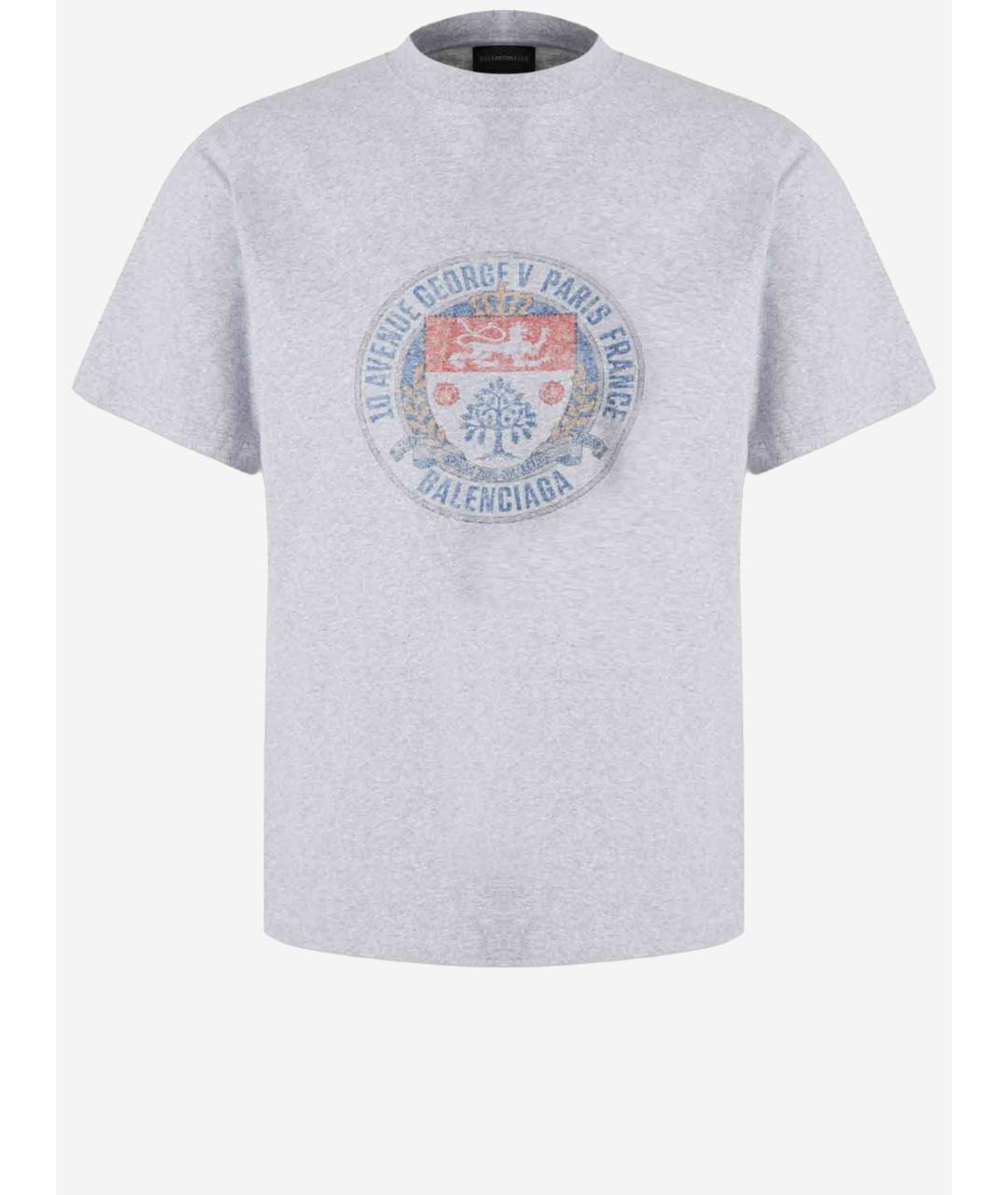 BALENCIAGA Серая хлопковая футболка, фото 4