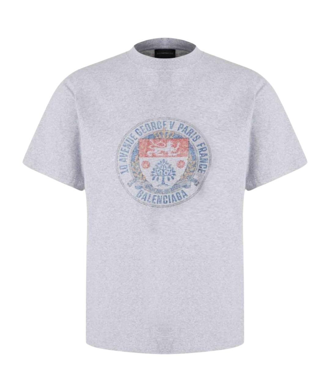 BALENCIAGA Серая хлопковая футболка, фото 1