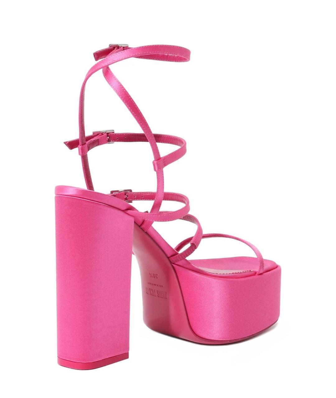 PARIS TEXAS Розовые текстильные босоножки, фото 3