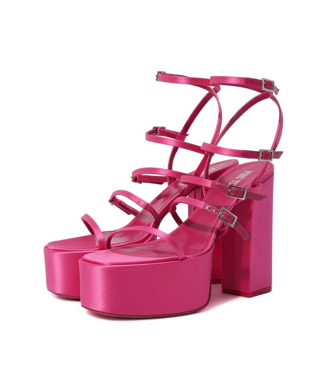 PARIS TEXAS Розовые текстильные босоножки, фото 2