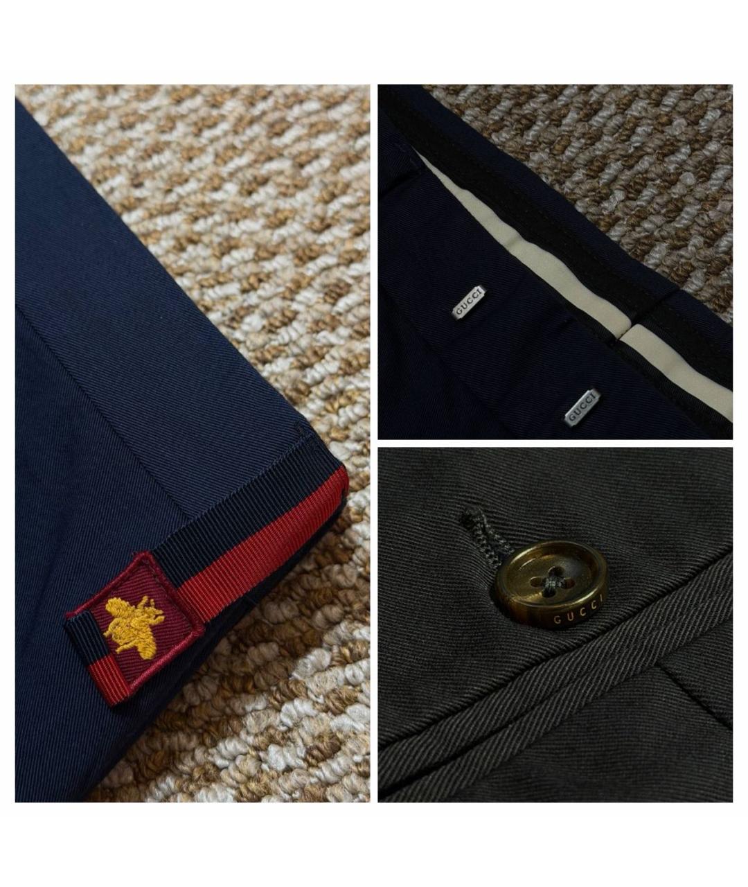 GUCCI Темно-синие хлопковые повседневные брюки, фото 7