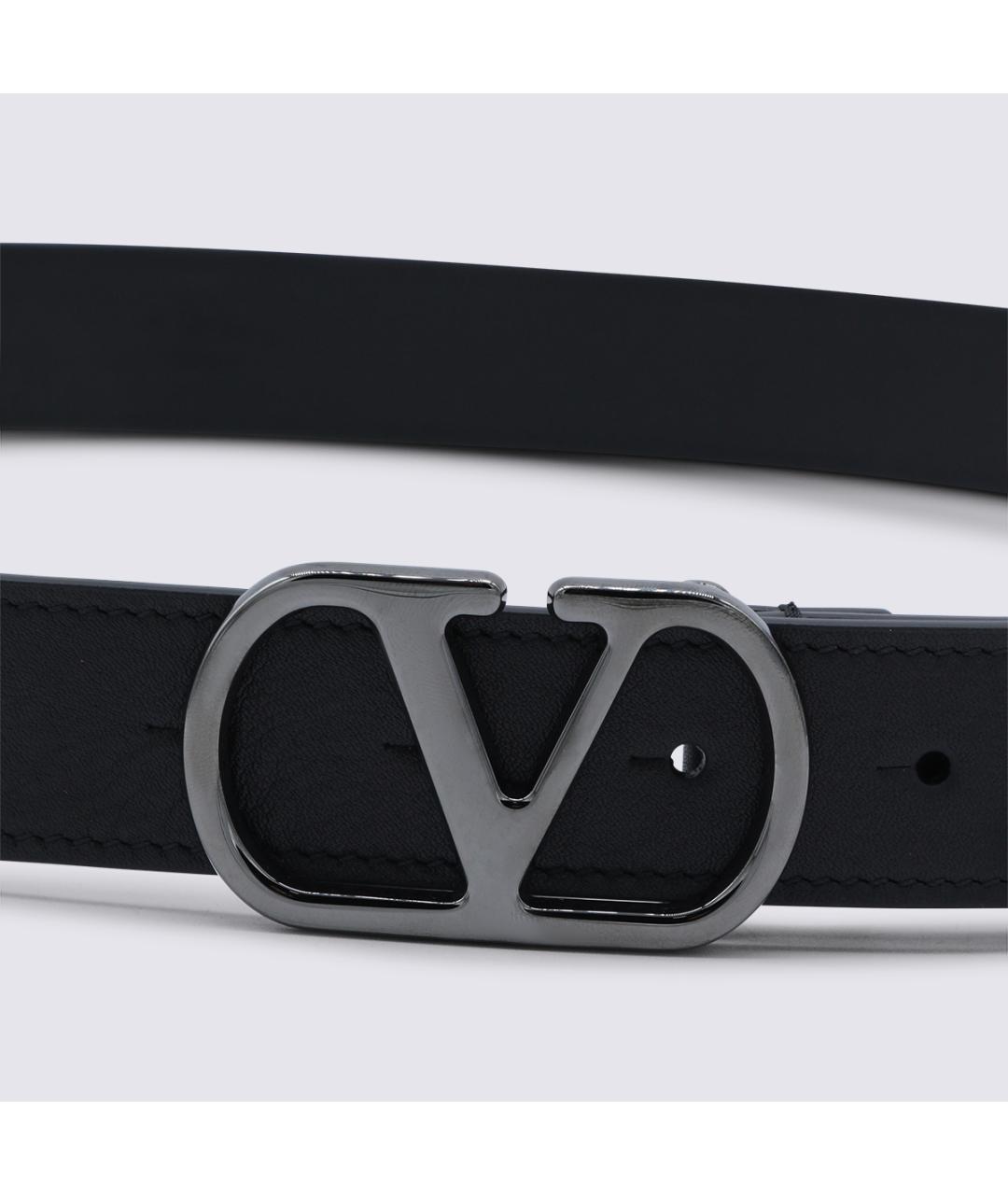 VALENTINO Черный кожаный ремень, фото 2