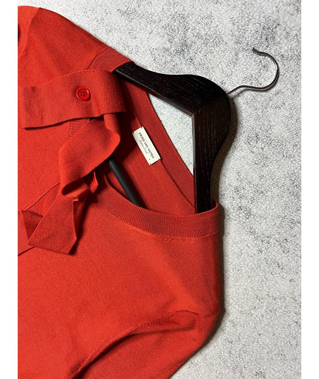 DRIES VAN NOTEN Оранжевый шерстяной кардиган, фото 6