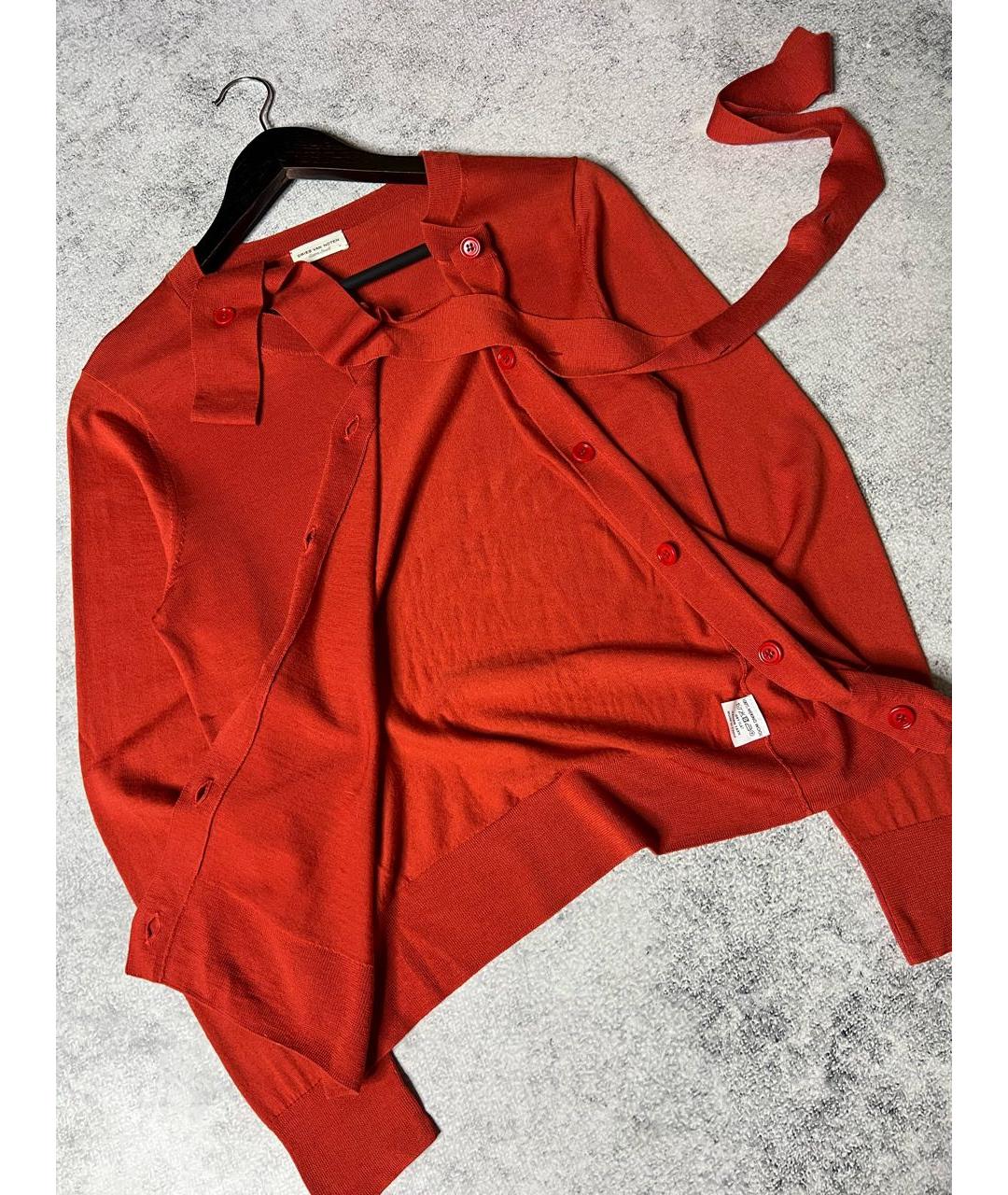 DRIES VAN NOTEN Оранжевый шерстяной кардиган, фото 8