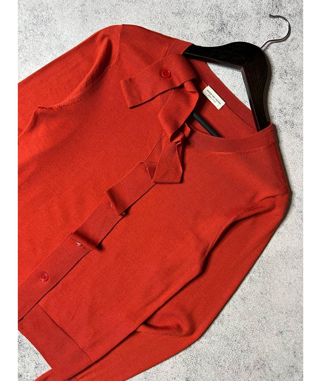 DRIES VAN NOTEN Оранжевый шерстяной кардиган, фото 7