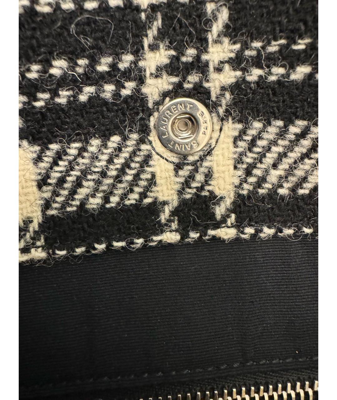 SAINT LAURENT Черная твидовая сумка тоут, фото 4